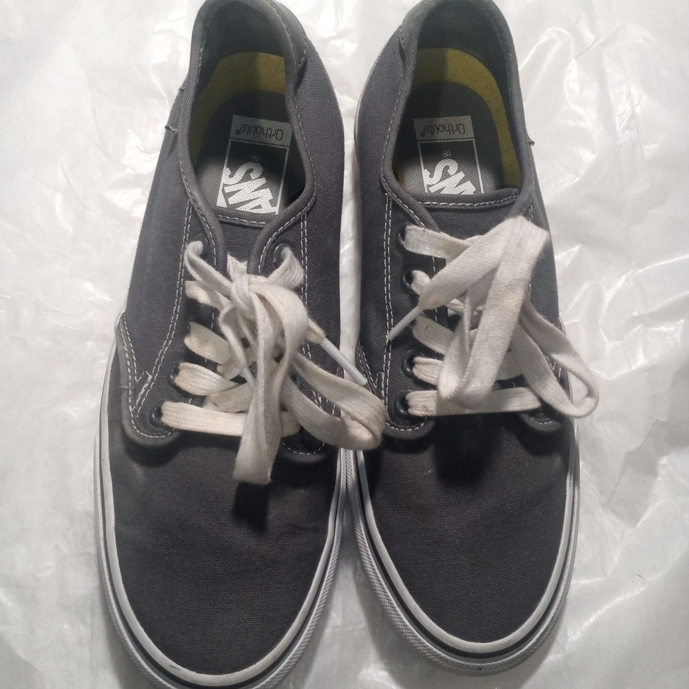 Vans Gray and White Canvas Sneakers Low-Top - Picture 8 of 10